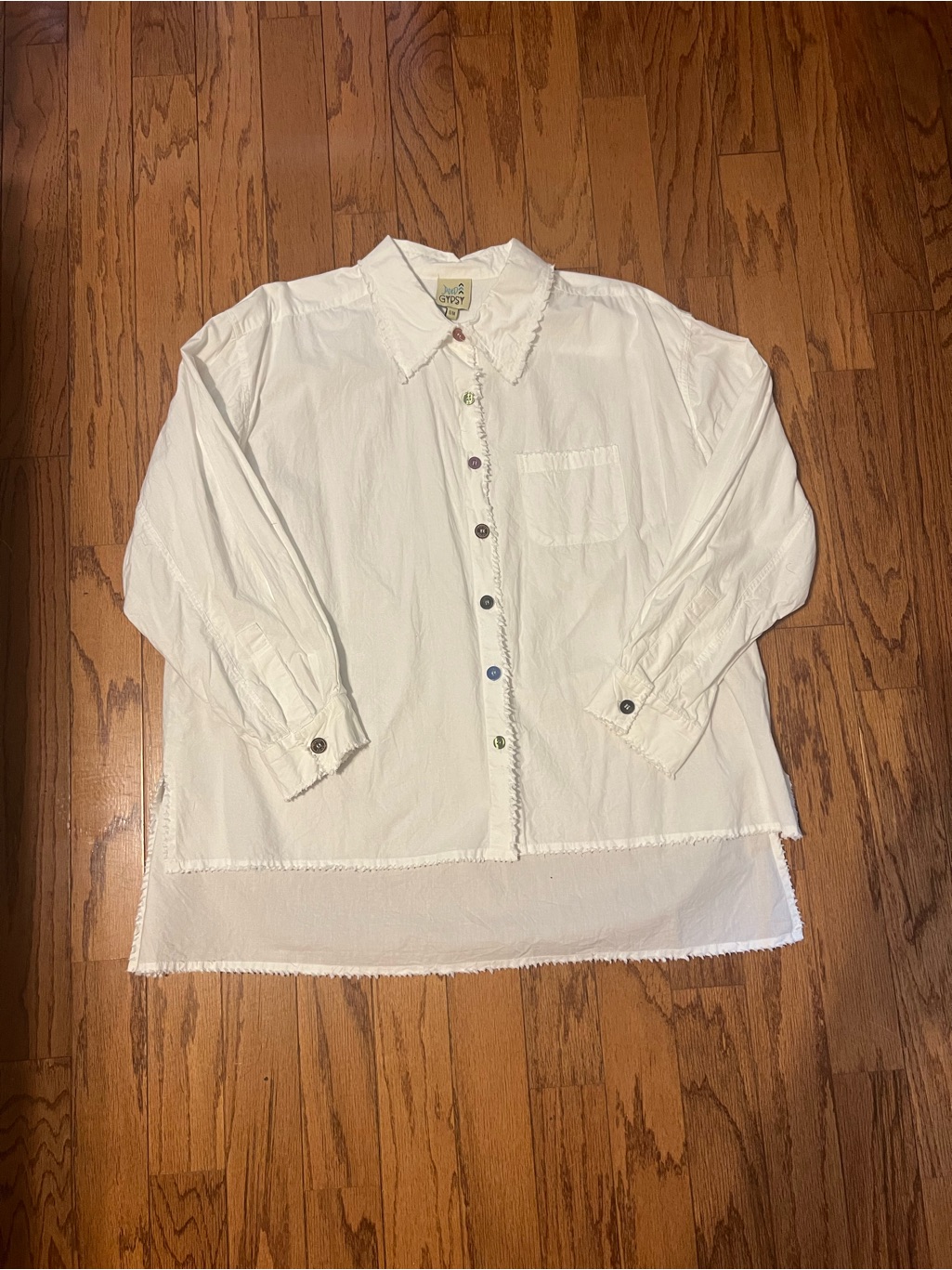 Jaded Gypsey White Button Down Blouse